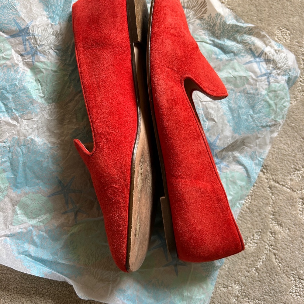 Red J Crew Suede Women's Loafers - Picture 4 of 6